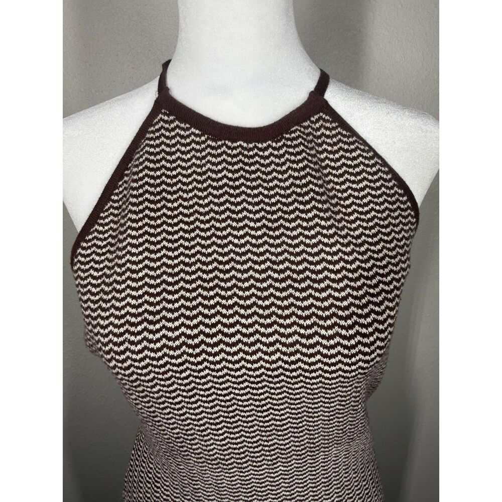 Abercrombie & Fitch Womens Halter Sweater Mini Dress Sz M Brown White - Picture 3 of 9